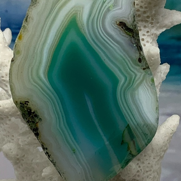 Agate Slice Gemstone Necklace on Waxed Cotton Cord - Picture 7 of 16